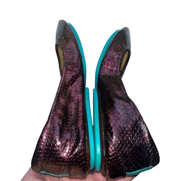 Custom Tieks Metallic Python Ballet Flats Maroon Pink Color Shift Size 7 - Picture 5 of 11